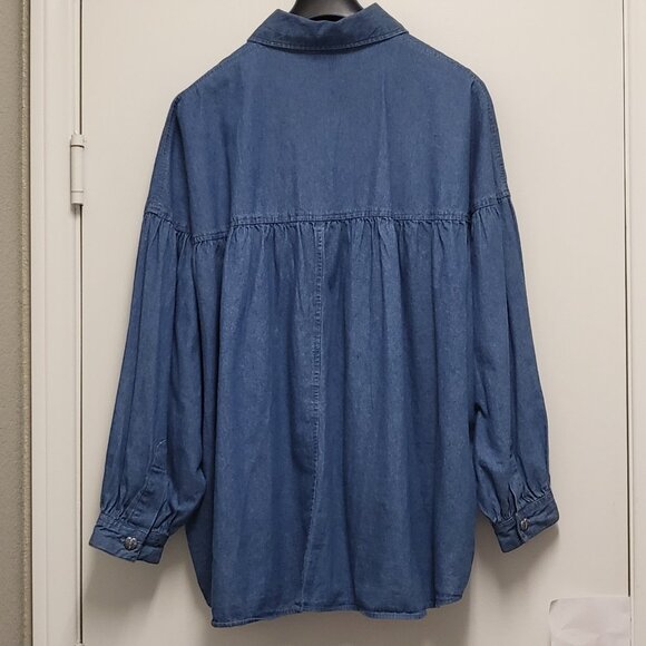 Vintage Gitano Denim Top Jean Shirt Womens 20W Heart Metal Buttons Long Sleeve - Picture 9 of 15
